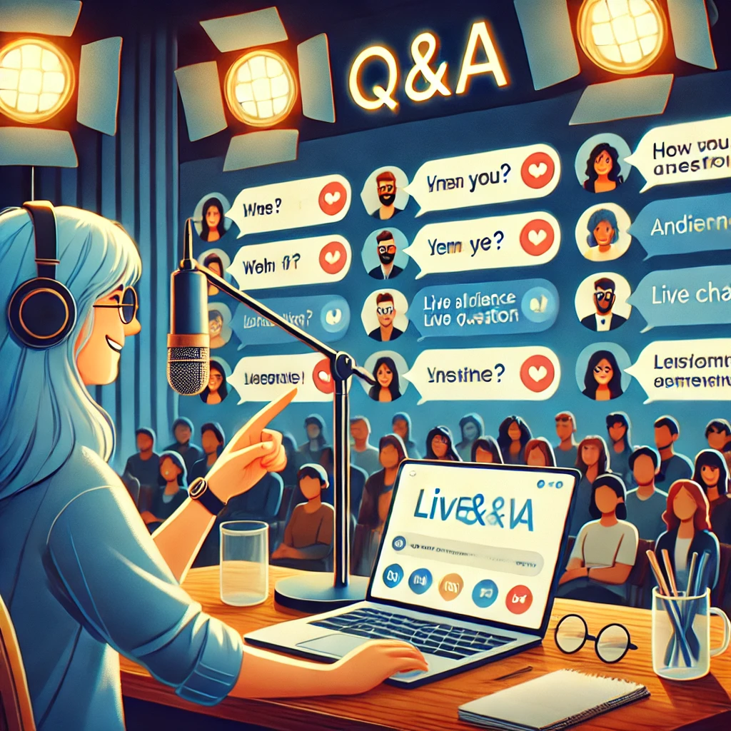 A creator engaging with their community through a live Q&A session