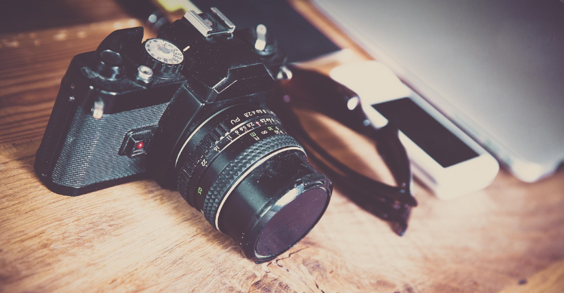 YouTube Creator Setup: A vlogger recording with a professional camera