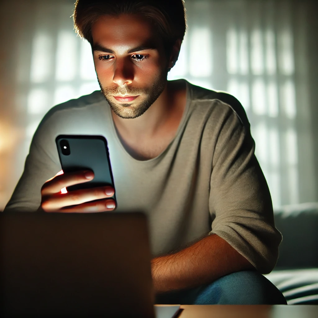 a person looking at the video